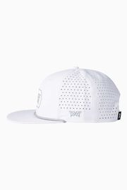 Men's Dog Tag 6-Panel High Crown Snapback Cap White & Grey